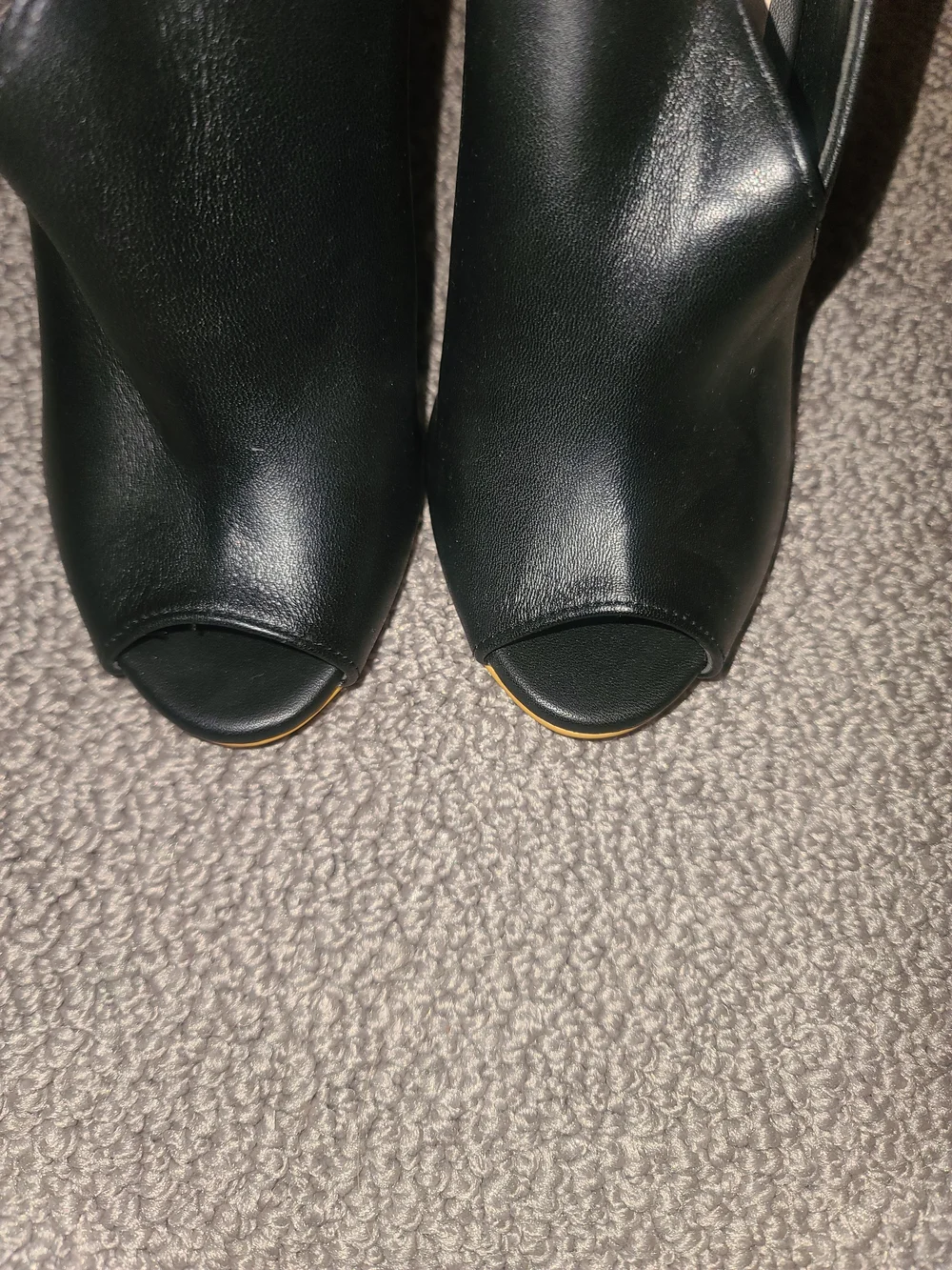 Women’s Black Peep-Toe Leather Heels